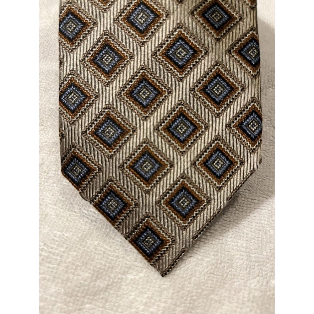 JZ Boulder | NWT Silk Tie | Blue Geometric | Lindley Clothing Custom